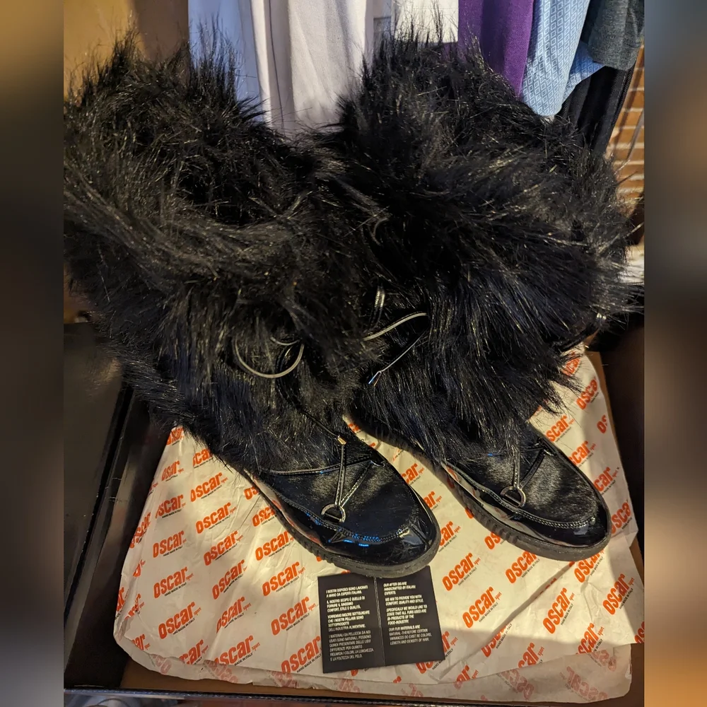 Oscar sport Italian cortina black fur boots - Picture 6 of 9